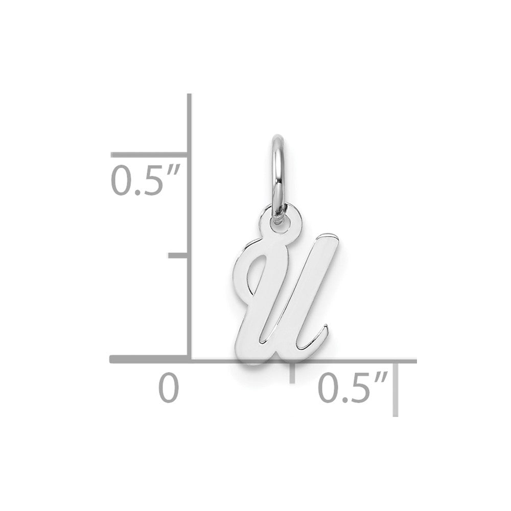 14K White Gold Small Script Letter U Initial Charm