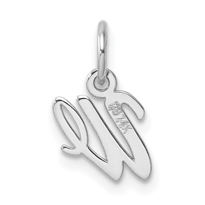 14K White Gold Small Script Letter W Initial Charm