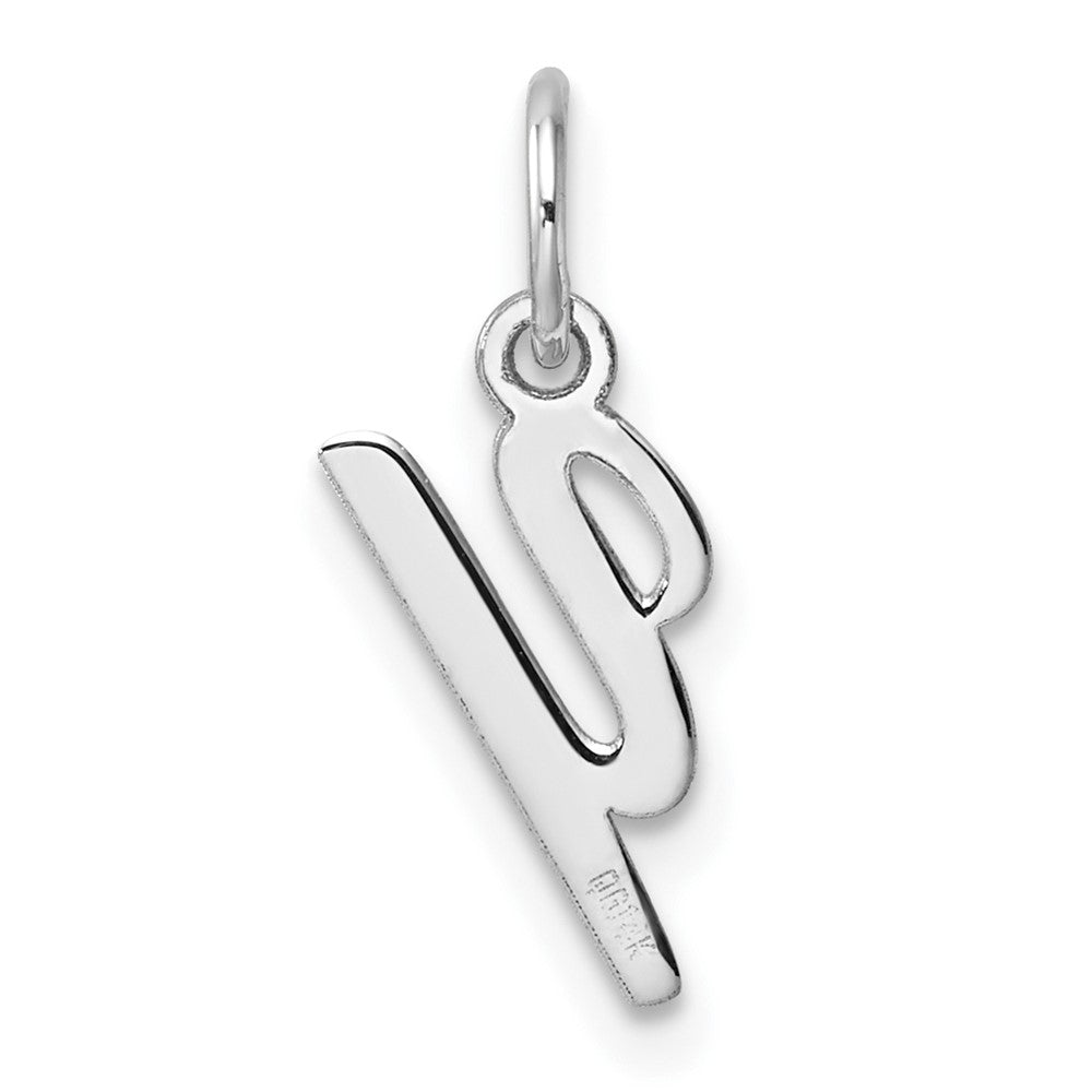 14K White Gold Small Script Letter Y Initial Charm