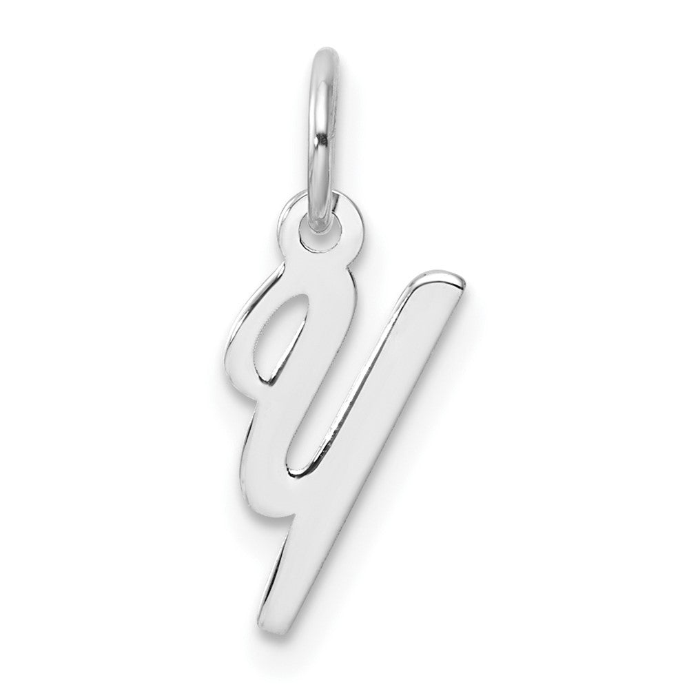 14K White Gold Small Script Letter Y Initial Charm