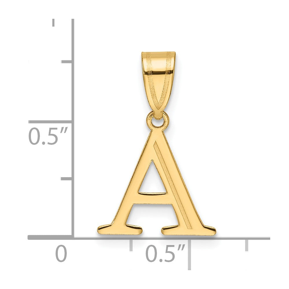 14K Yellow Gold Polished Etched Letter Initial Pendant