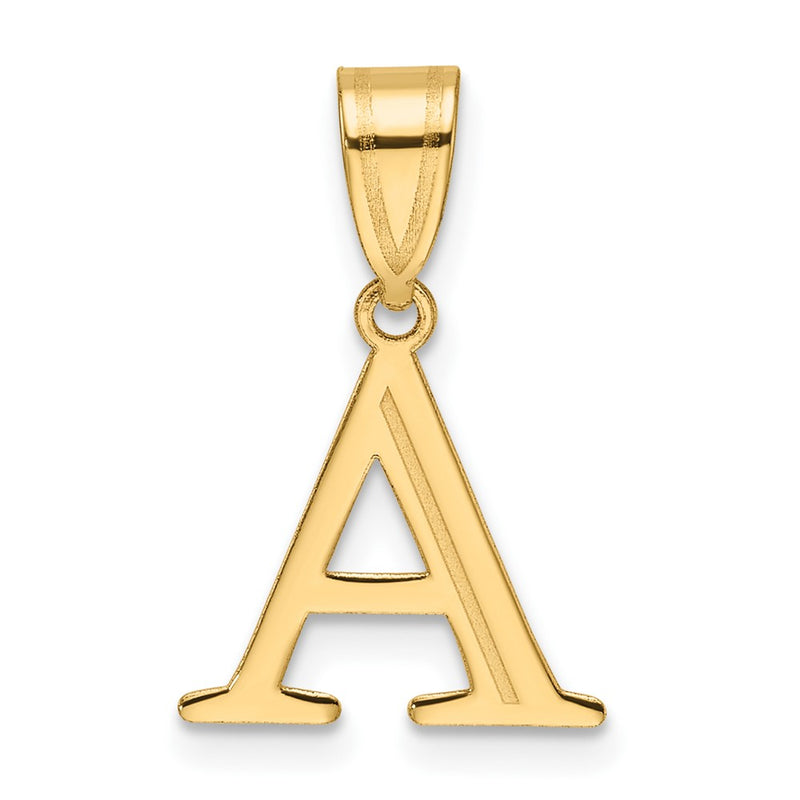 14K Yellow Gold Polished Etched Letter Initial Pendant