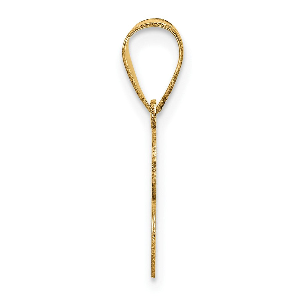 14K Yellow Gold Polished Etched Letter B Initial Pendant
