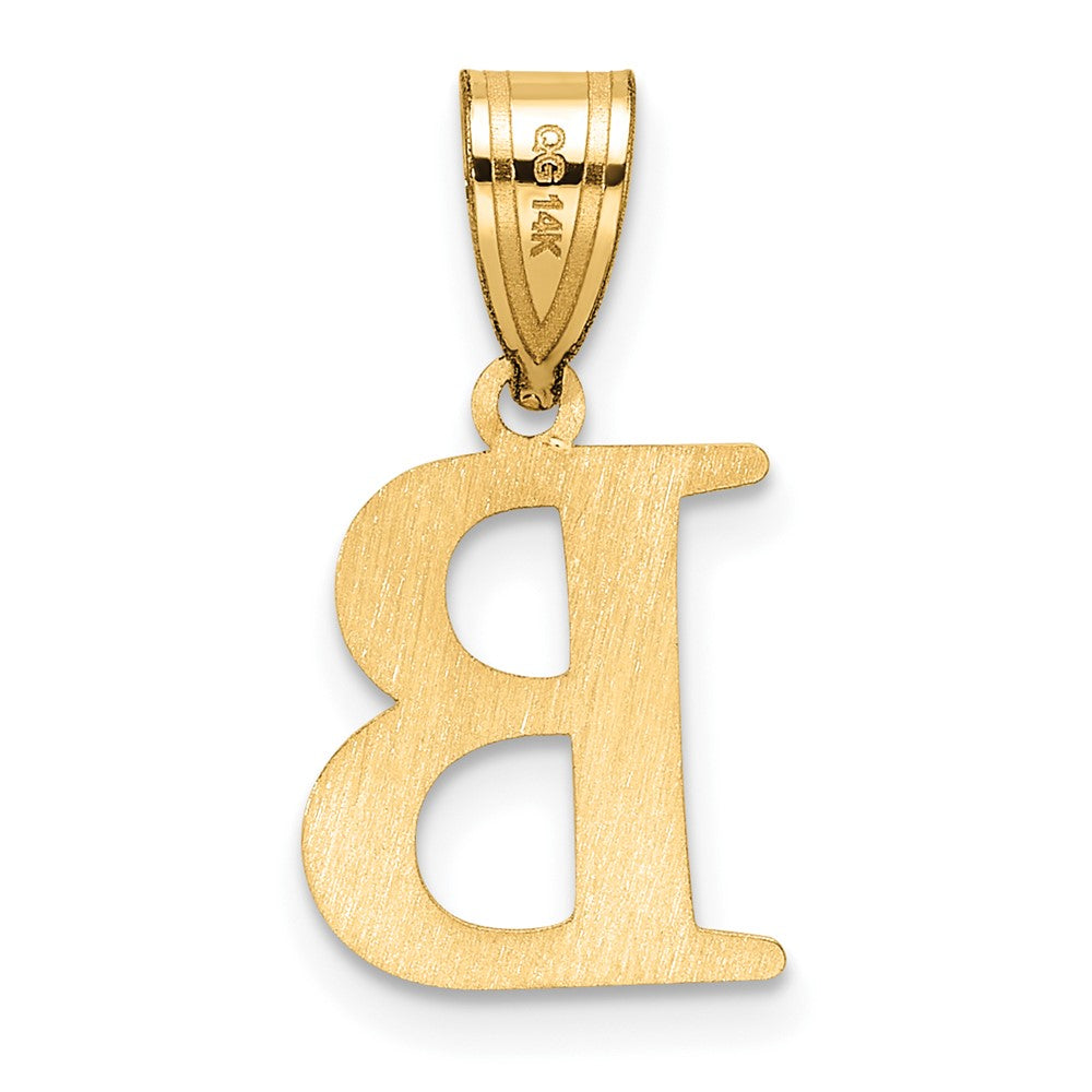 14K Yellow Gold Polished Etched Letter B Initial Pendant