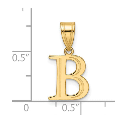 14K Yellow Gold Polished Etched Letter B Initial Pendant