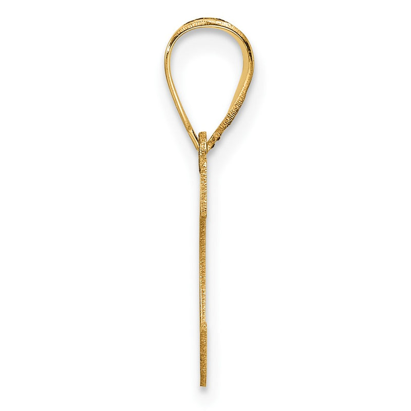 14K Yellow Gold Polished Etched Letter C Initial Pendant