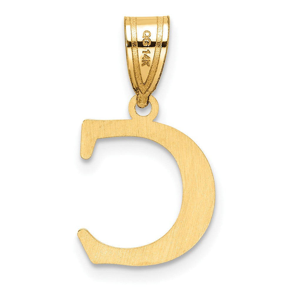 14K Yellow Gold Polished Etched Letter C Initial Pendant