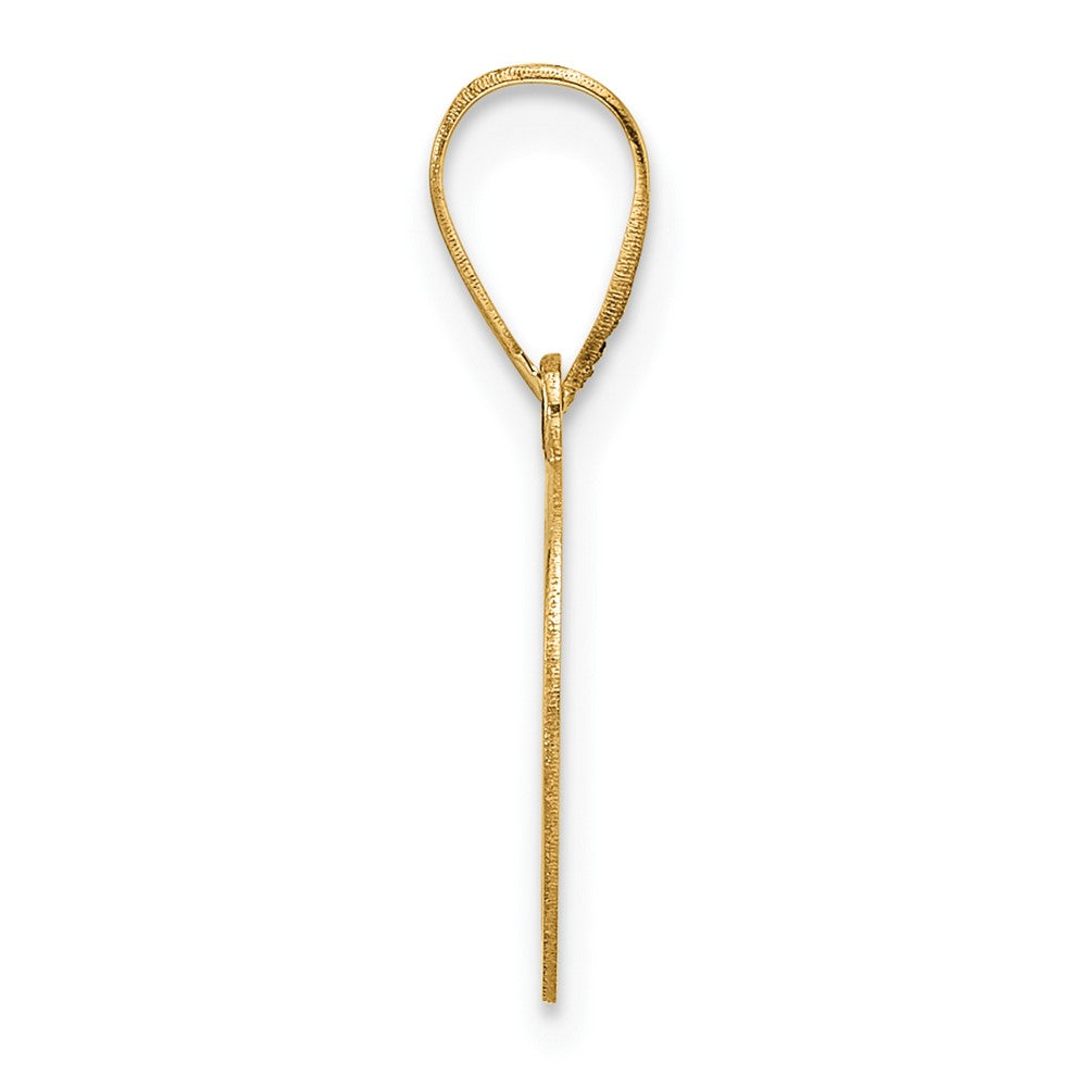 14K Yellow Gold Polished Etched Letter D Initial Pendant