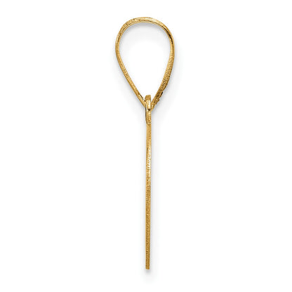 14K Yellow Gold Polished Etched Letter D Initial Pendant