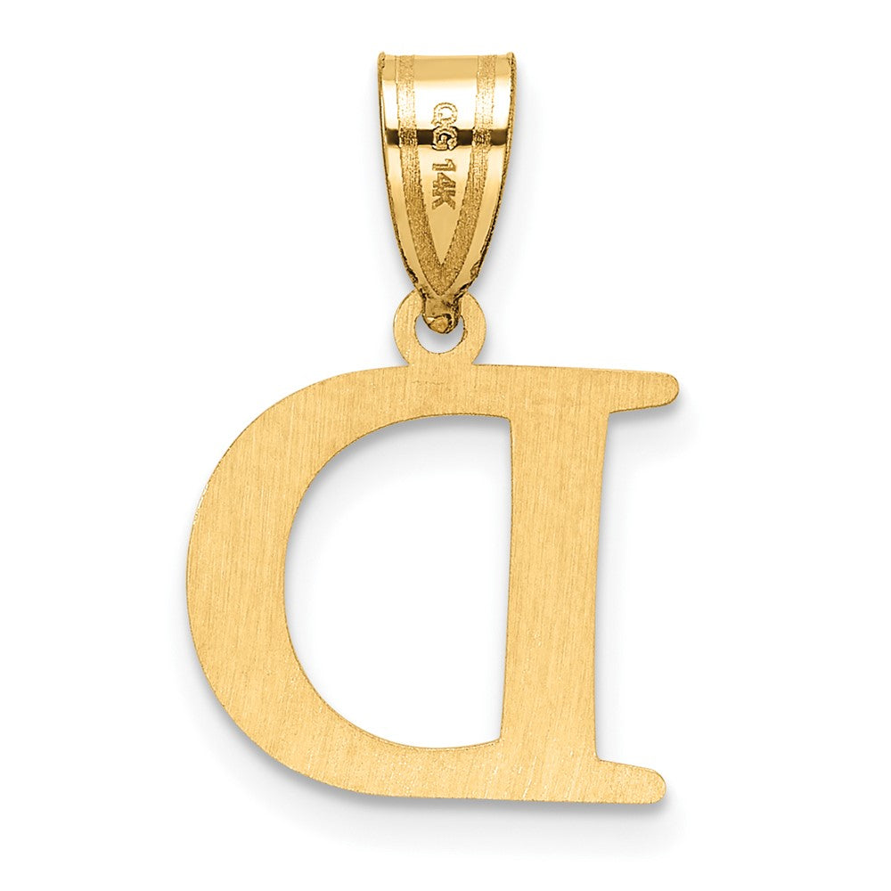 14K Yellow Gold Polished Etched Letter D Initial Pendant