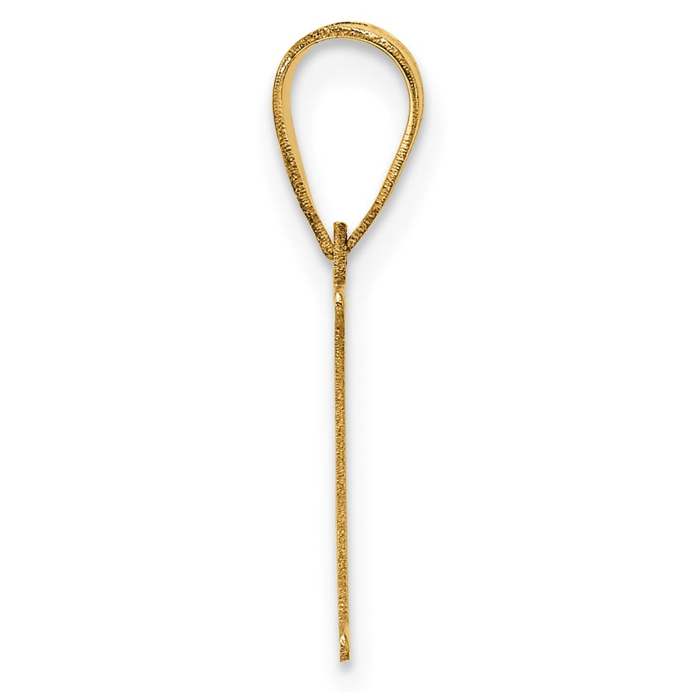 14K Yellow Gold Polished Etched Letter E Initial Pendant
