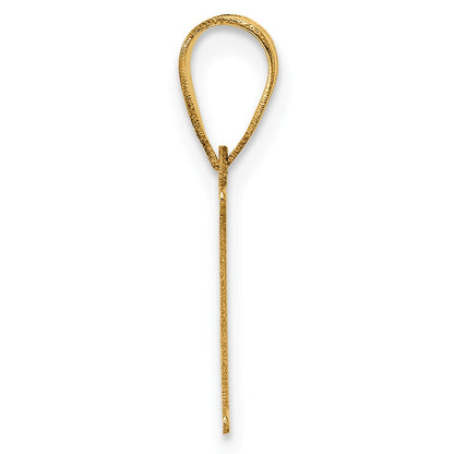 14K Yellow Gold Polished Etched Letter E Initial Pendant