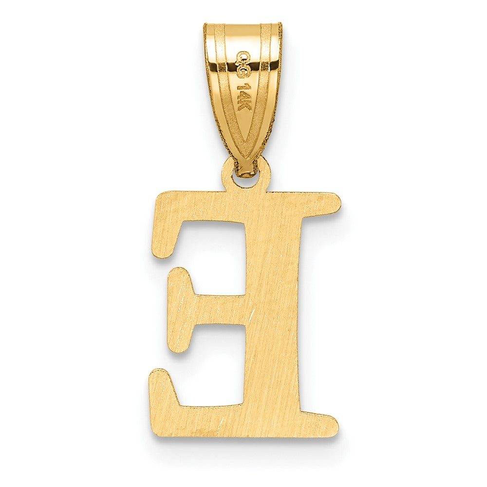 14K Yellow Gold Polished Etched Letter E Initial Pendant