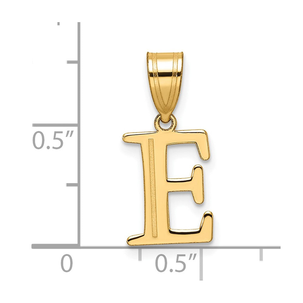 14K Yellow Gold Polished Etched Letter E Initial Pendant