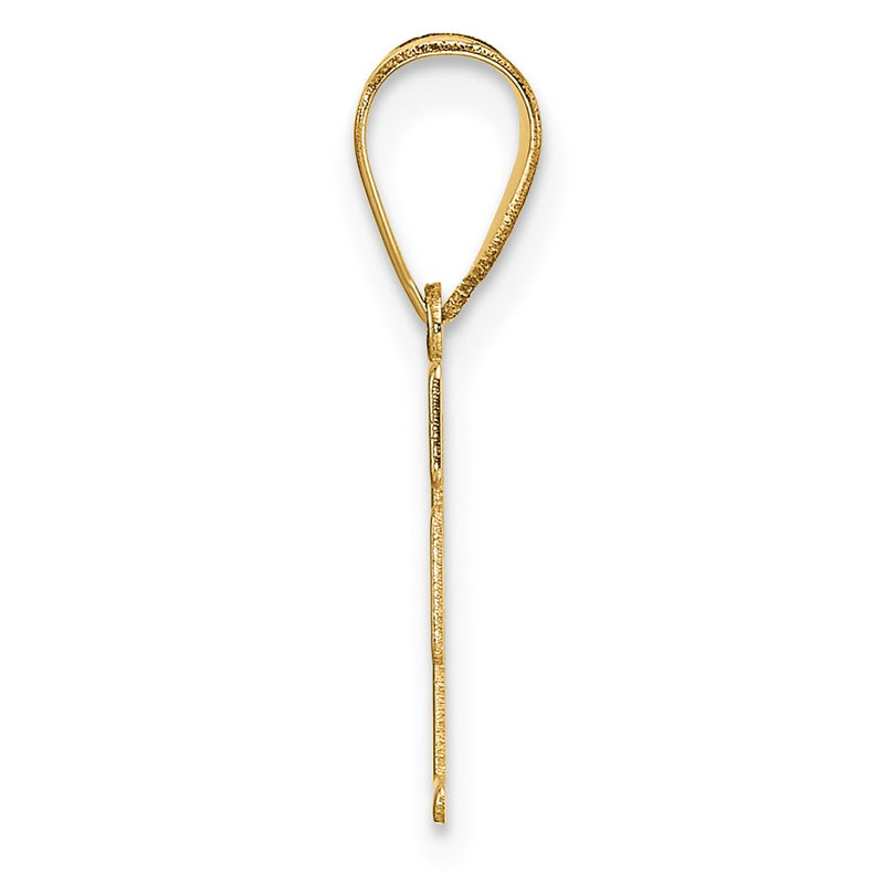 14K Yellow Gold Polished Etched Letter F Initial Pendant