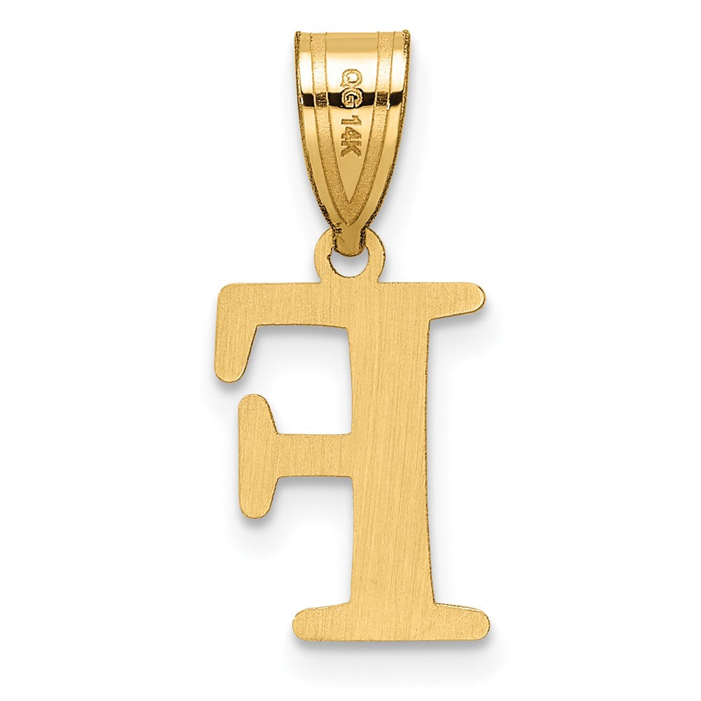 14K Yellow Gold Polished Etched Letter F Initial Pendant