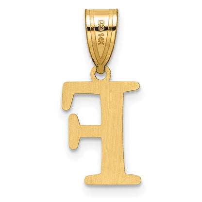 14K Yellow Gold Polished Etched Letter F Initial Pendant
