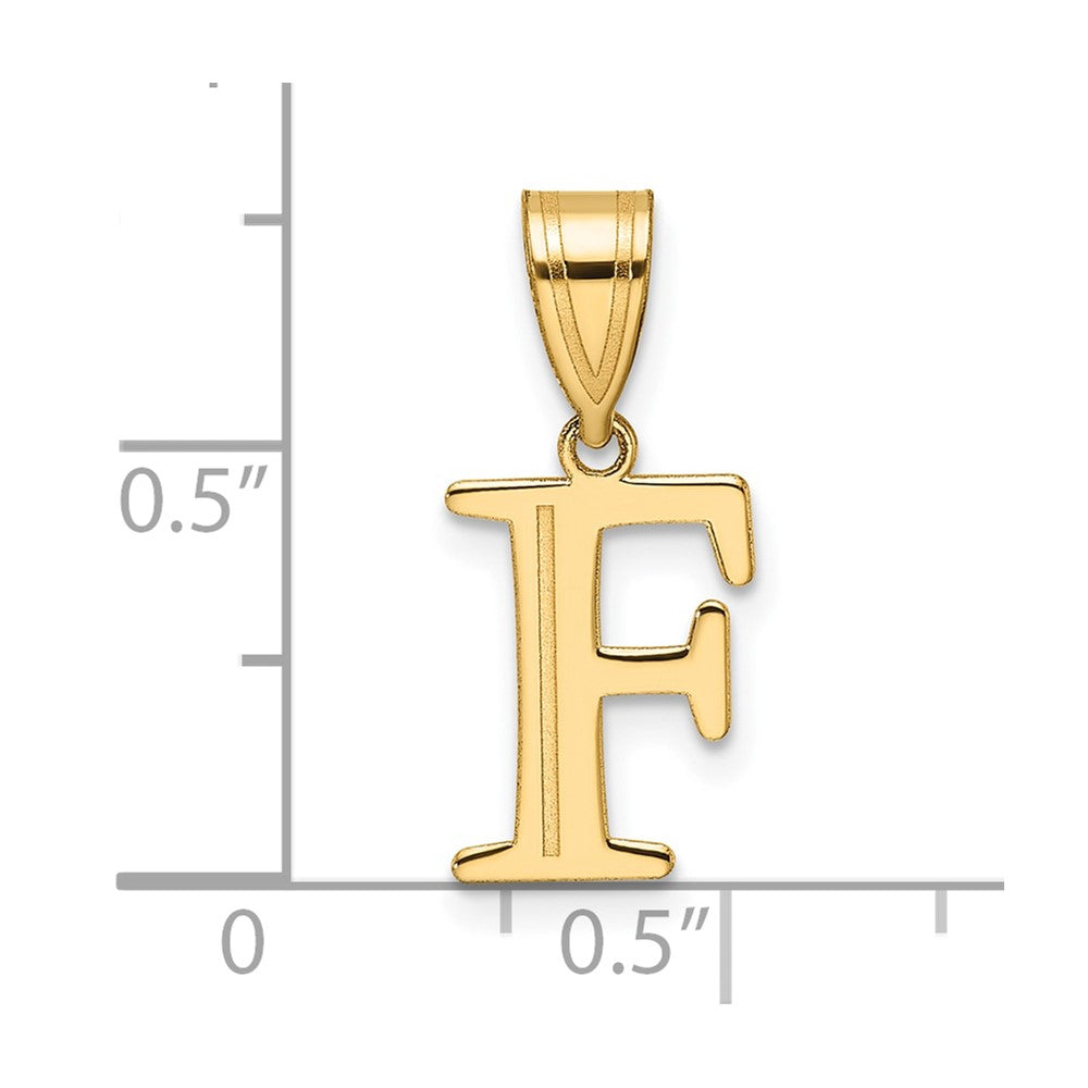 14K Yellow Gold Polished Etched Letter F Initial Pendant