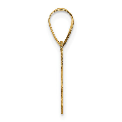 14K Yellow Gold Polished Etched Letter G Initial Pendant