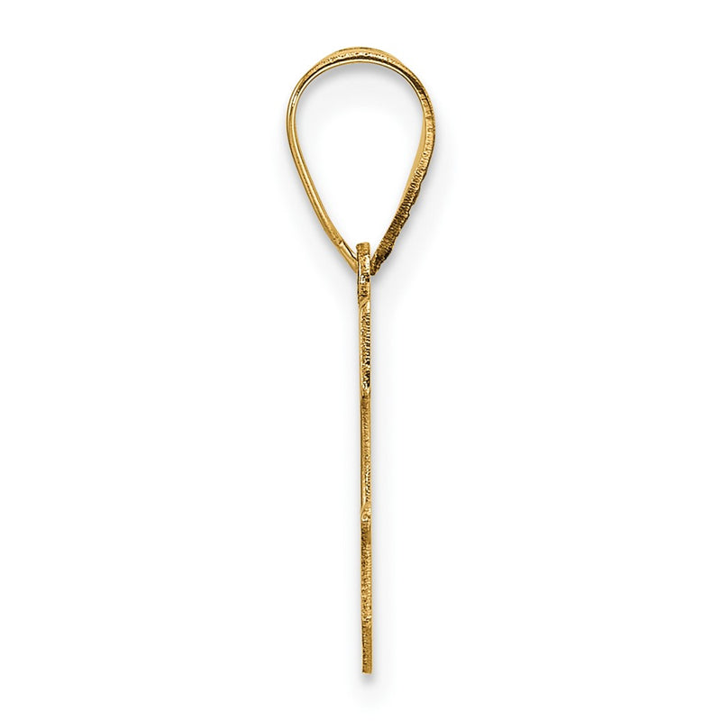 14K Yellow Gold Polished Etched Letter G Initial Pendant