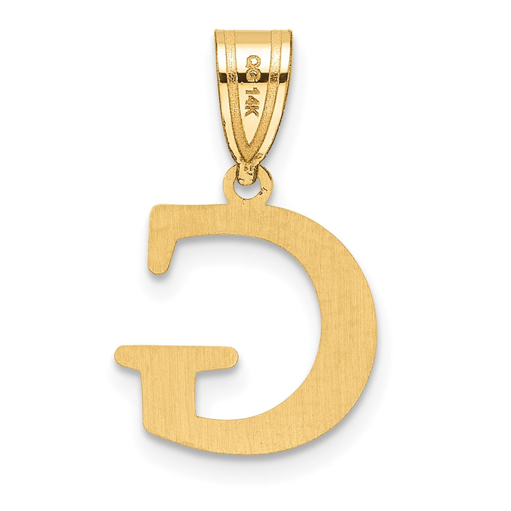 14K Yellow Gold Polished Etched Letter G Initial Pendant