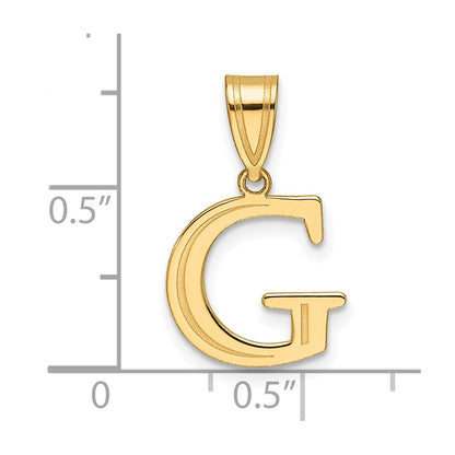 14K Yellow Gold Polished Etched Letter G Initial Pendant