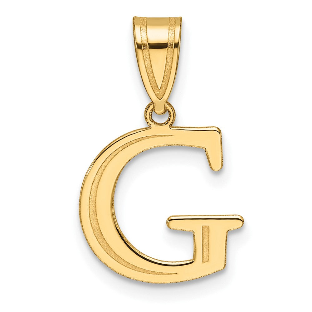 14K Yellow Gold Polished Etched Letter G Initial Pendant