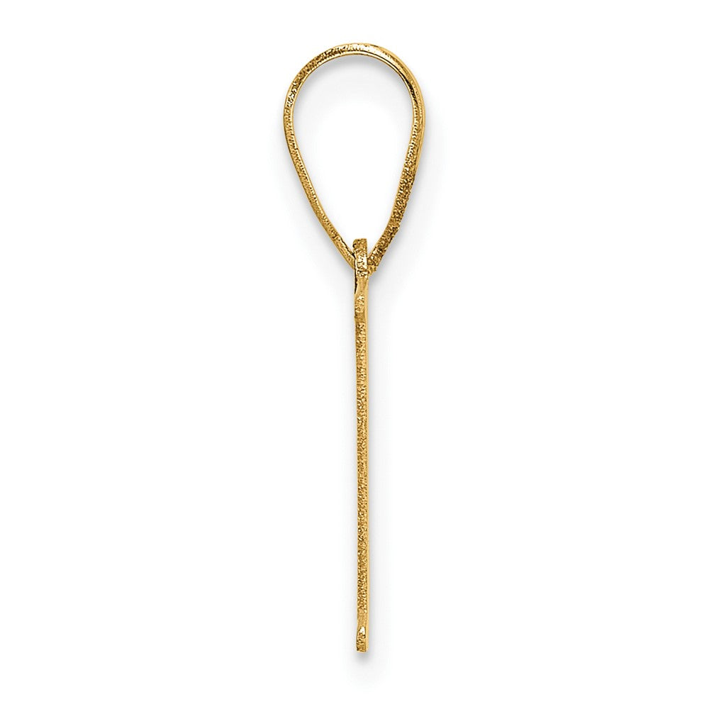 14K Yellow Gold Polished Etched Letter H Initial Pendant