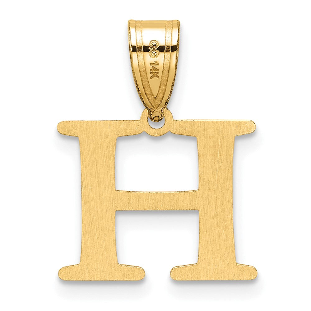 14K Yellow Gold Polished Etched Letter H Initial Pendant