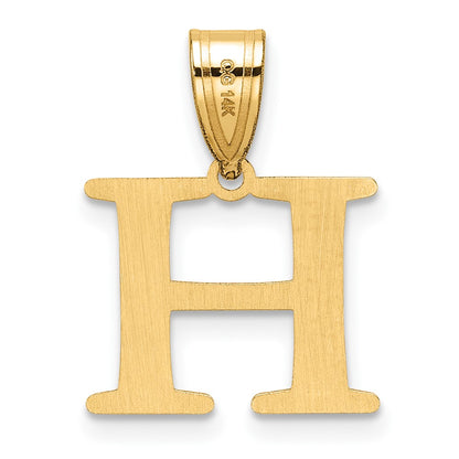 14K Yellow Gold Polished Etched Letter H Initial Pendant