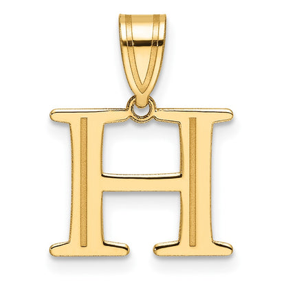 14K Yellow Gold Polished Etched Letter H Initial Pendant