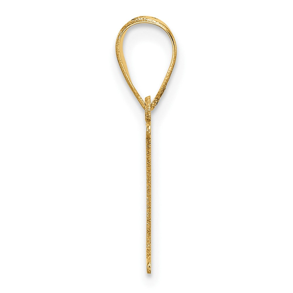 14K Yellow Gold Polished Etched Letter I Initial Pendant