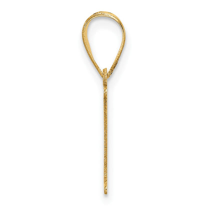 14K Yellow Gold Polished Etched Letter I Initial Pendant