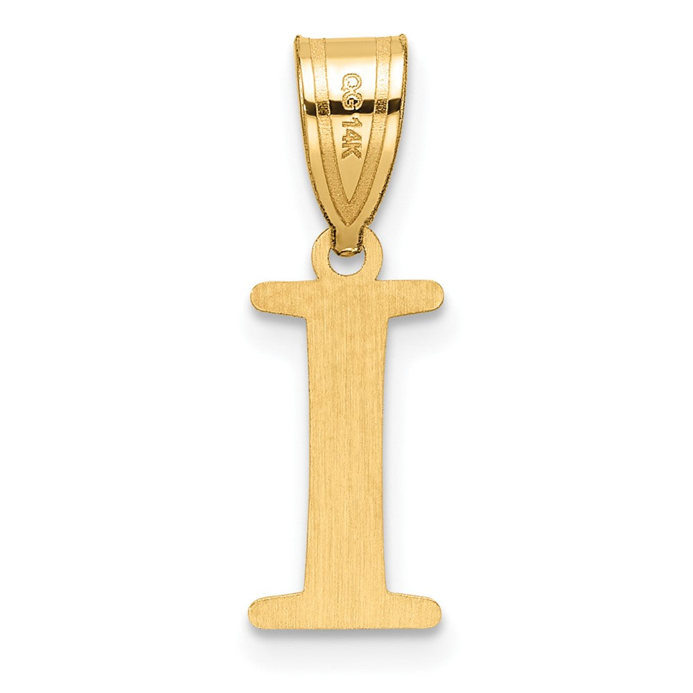 14K Yellow Gold Polished Etched Letter I Initial Pendant