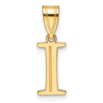 14K Yellow Gold Polished Etched Letter I Initial Pendant