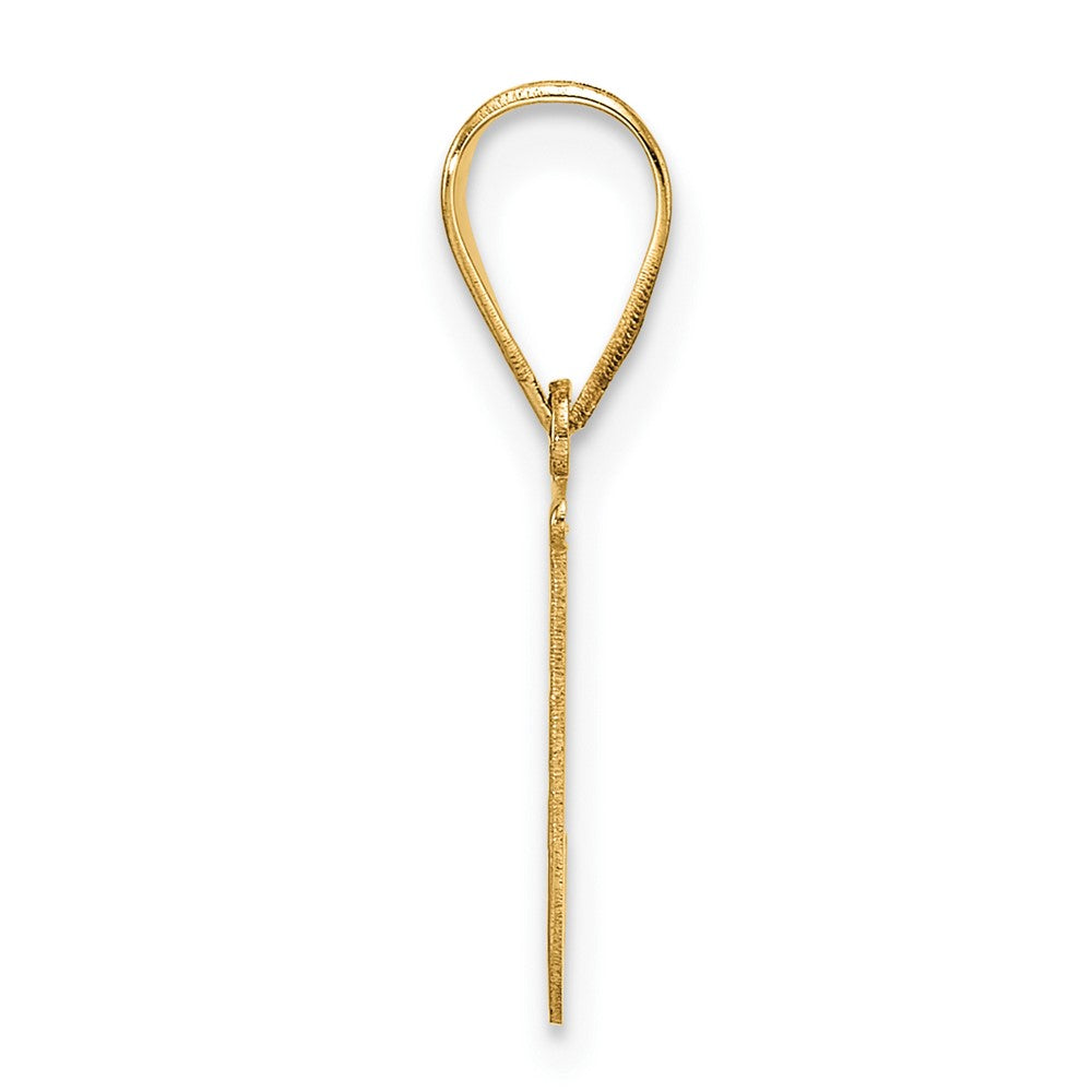 14K Yellow Gold Polished Etched Letter J Initial Pendant