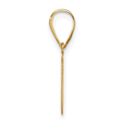 14K Yellow Gold Polished Etched Letter J Initial Pendant