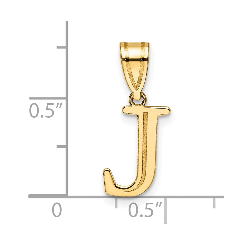 14K Yellow Gold Polished Etched Letter J Initial Pendant