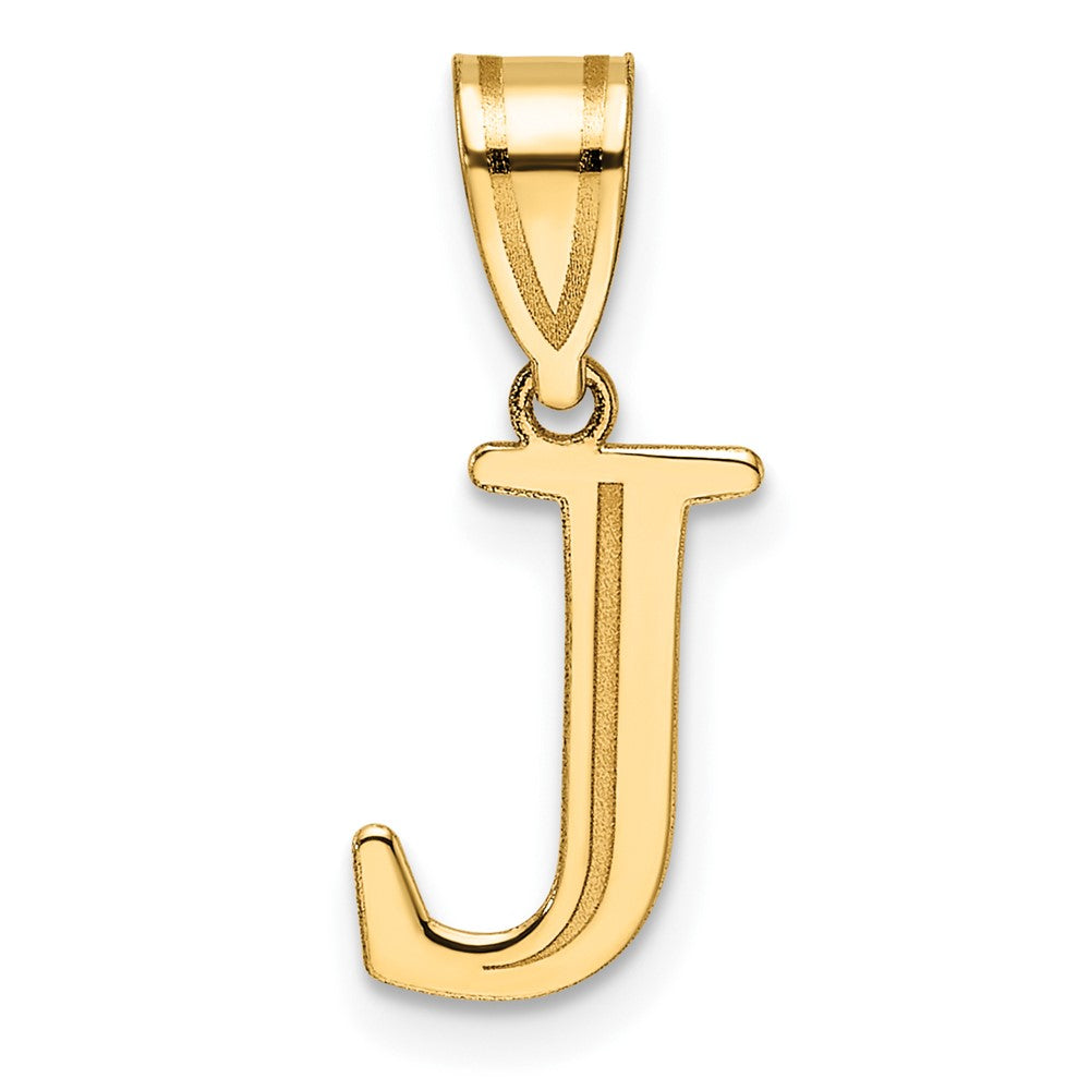 14K Yellow Gold Polished Etched Letter J Initial Pendant