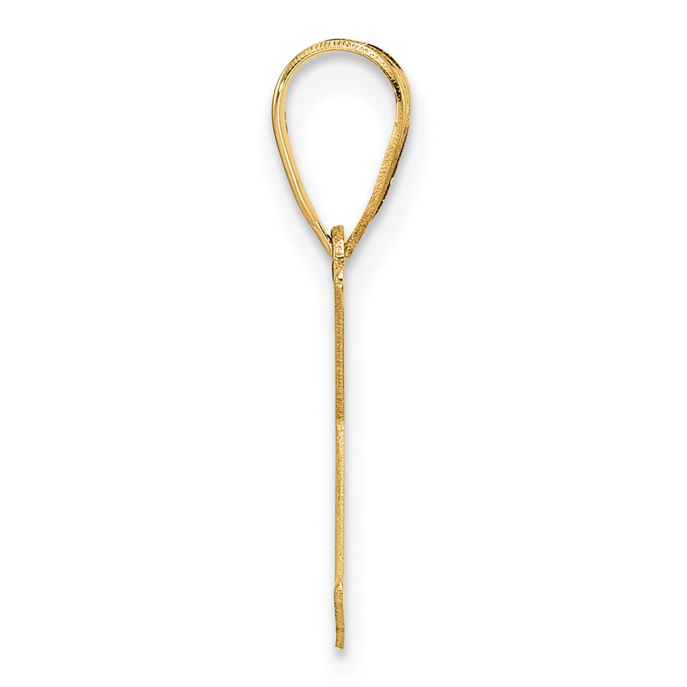 14K Yellow Gold Polished Etched Letter K Initial Pendant