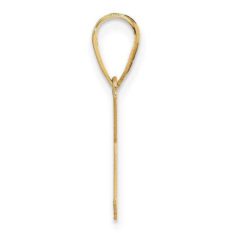 14K Yellow Gold Polished Etched Letter K Initial Pendant