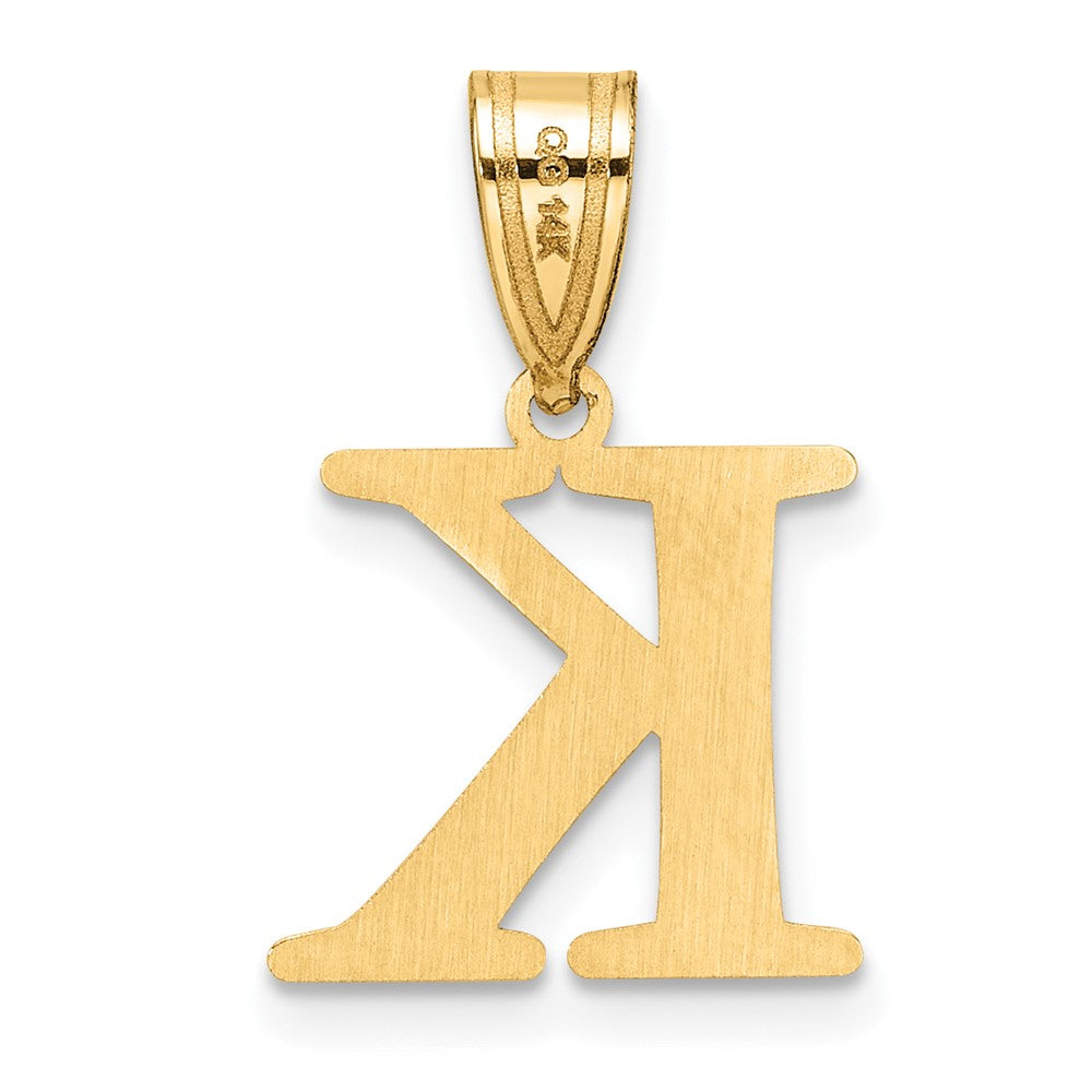 14K Yellow Gold Polished Etched Letter K Initial Pendant