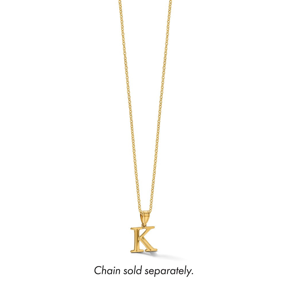 14K Yellow Gold Polished Etched Letter K Initial Pendant
