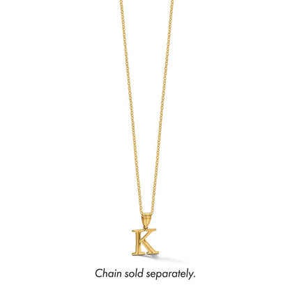 14K Yellow Gold Polished Etched Letter K Initial Pendant