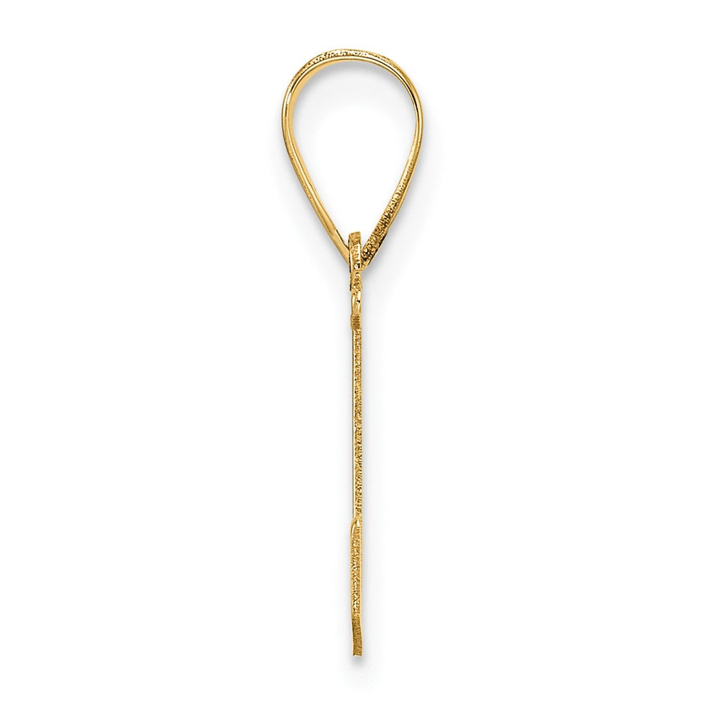 14K Yellow Gold Polished Etched Letter L Initial Pendant