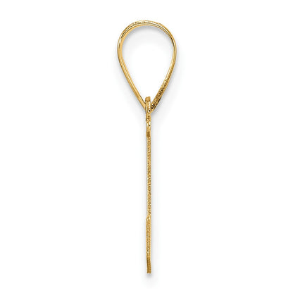 14K Yellow Gold Polished Etched Letter L Initial Pendant