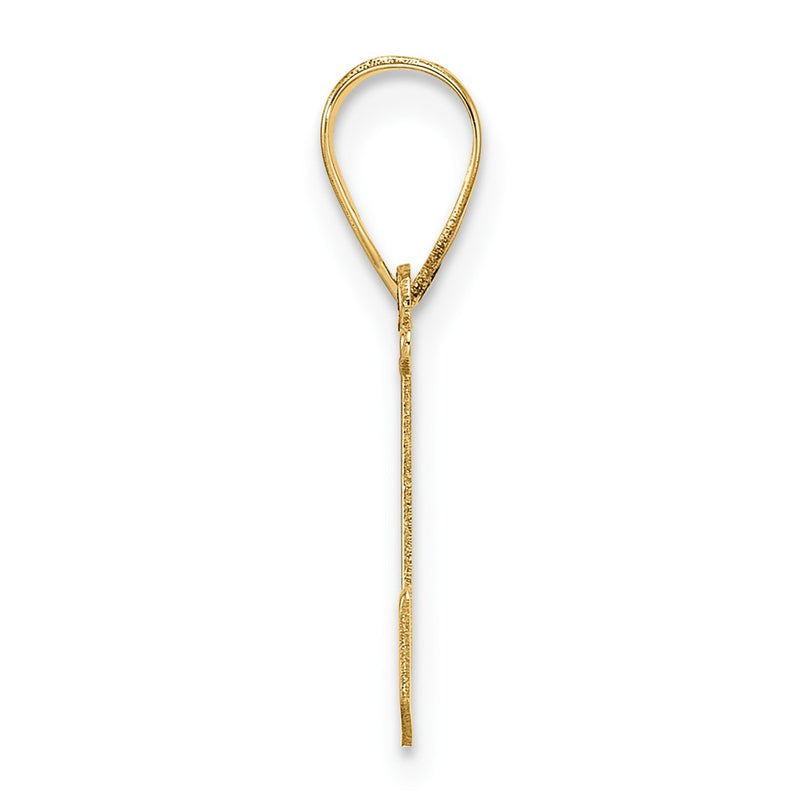 14K Yellow Gold Polished Etched Letter L Initial Pendant