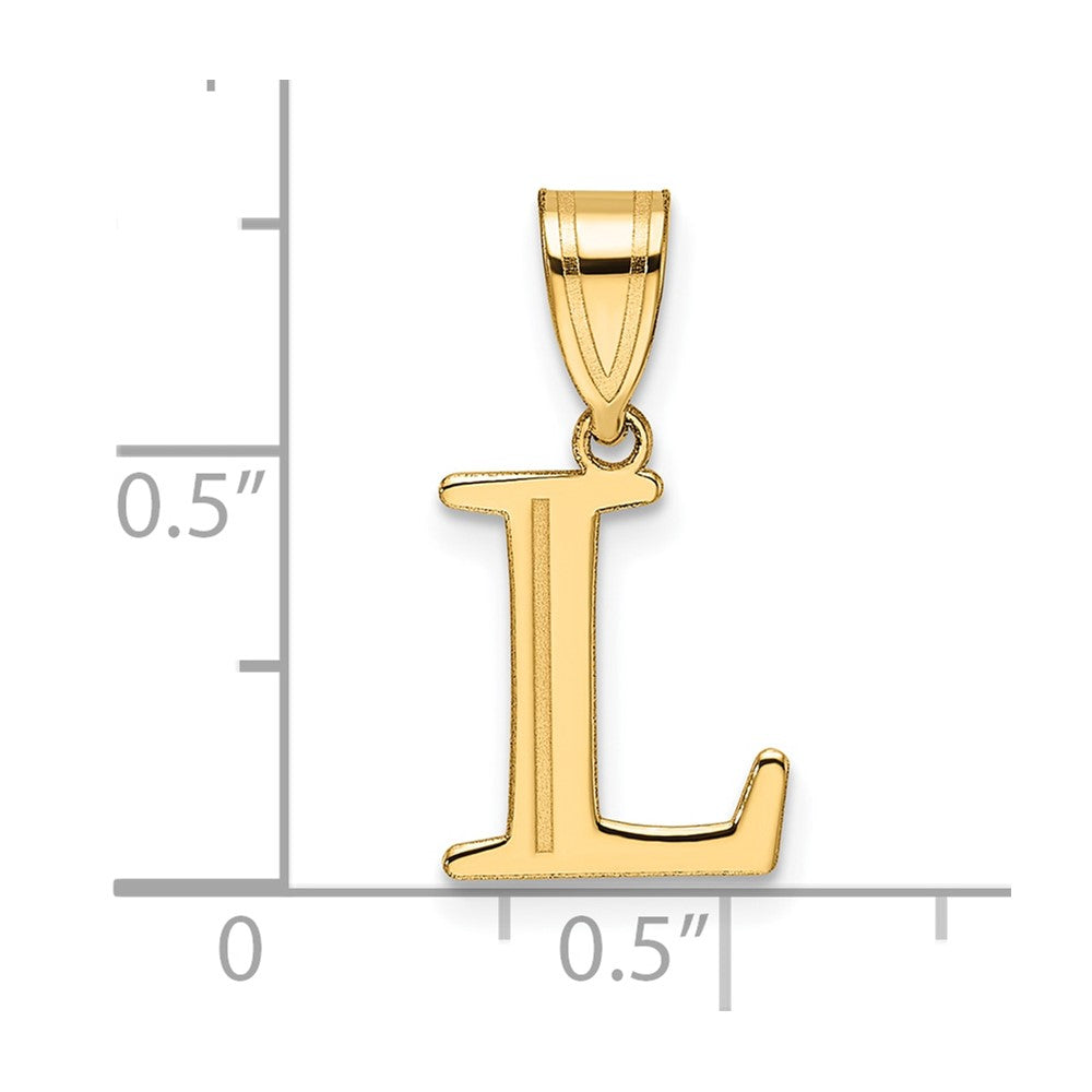 14K Yellow Gold Polished Etched Letter L Initial Pendant