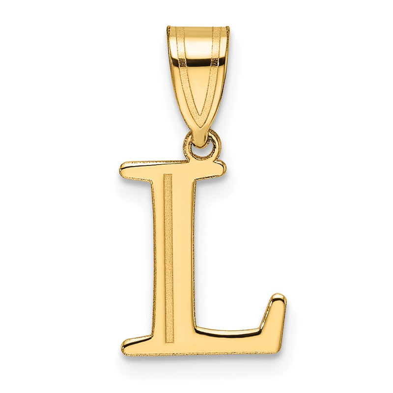 14K Yellow Gold Polished Etched Letter L Initial Pendant
