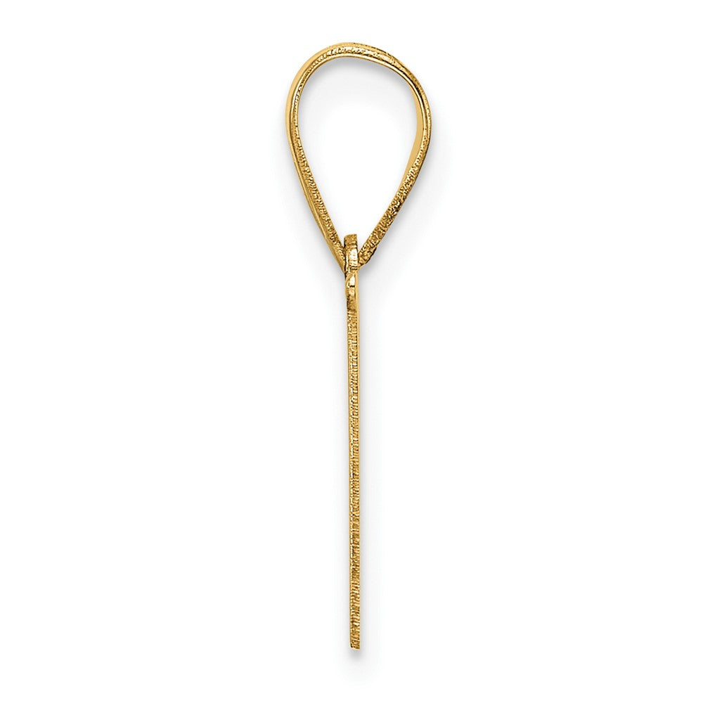 14K Yellow Gold Polished Etched Letter M Initial Pendant